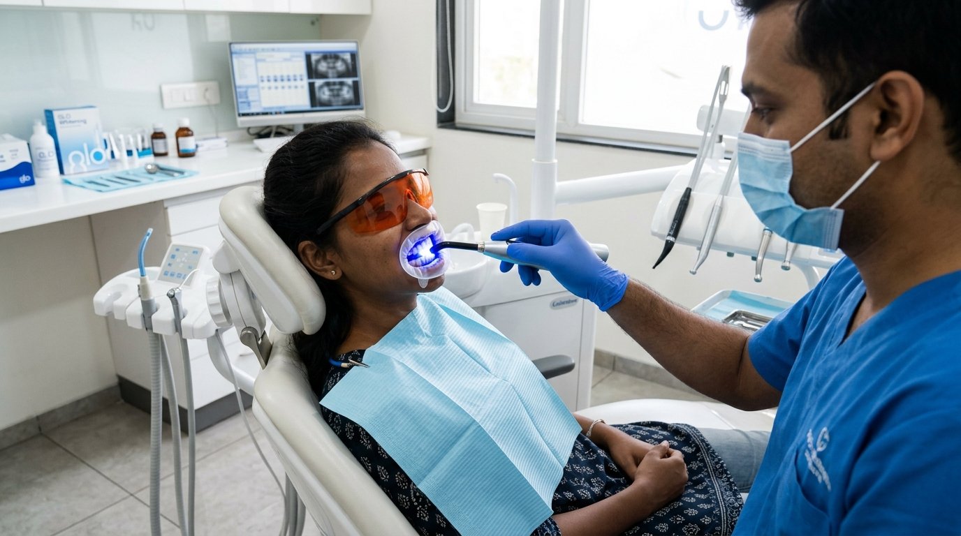 In-Office Chairside Laser Teeth Whitening with Blue LED Light